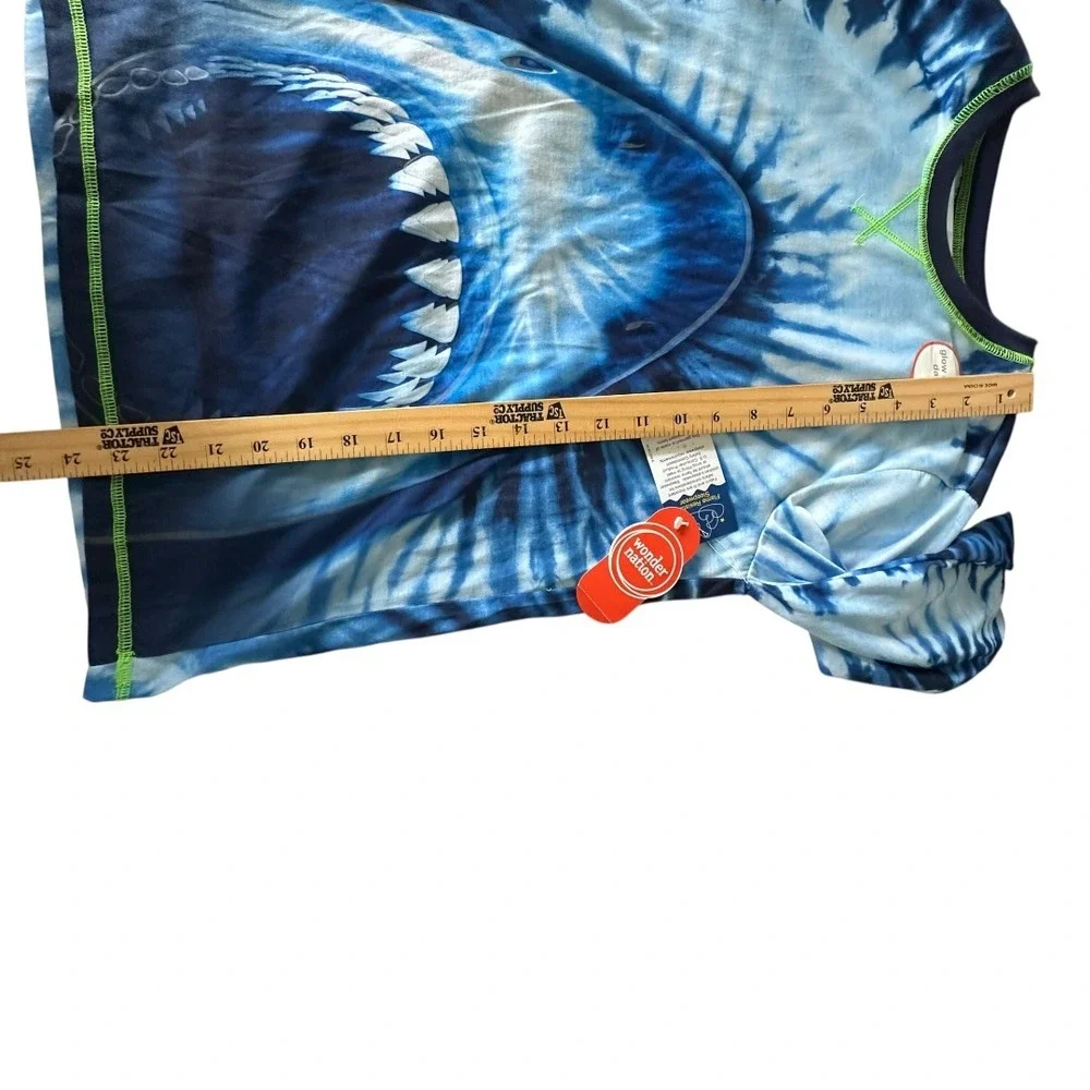 Wonder Nation Shark Pajama Top Kids XL 14-16 Blue Tie Dye New Glow in the Dark